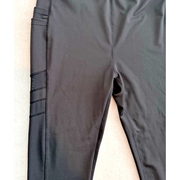 Pop Fit Violet High‎ Waisted Black Leggings Mesh Detail Pockets Women's Size 2XL - Picture 10 of 16